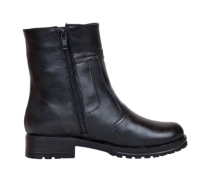 Ghete dama casual din piele naturala, cu fermoar, imblanite, Negru, GXXLN - Img 6