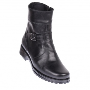 Ghete dama, casual, din piele naturala, cu fermoar, negre, imblanite - 9CATN - Img 3