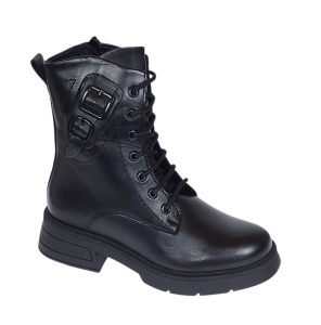 Ghete dama casual din piele naturala cu siret si fermoar Negru LDY 970N - Img 7