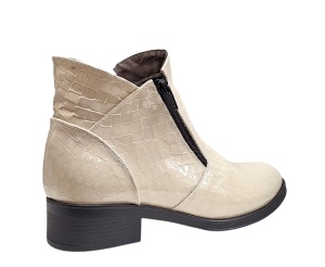 Ghete dama casual din piele naturala Nataly Croco Bej - Img 2