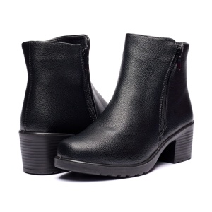 Ghete dama din piele eco cu fermoar imblanite Negru JF-51N - Img 8