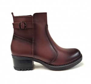 Ghete dama din piele naturala cu fermoar imblanite bordo Maia - GD680VIS - Img 3