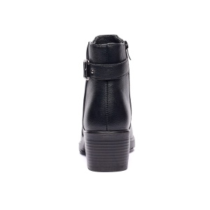 Ghete dama din piele naturala cu fermoar imblanite Negru JF-50 - Img 5