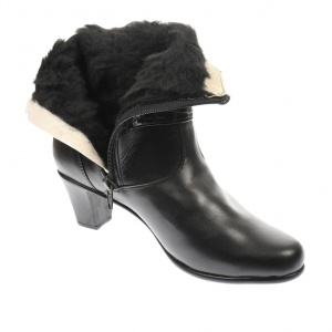 Ghete dama din piele naturala, cu fermoar, negre, IMBLANITE - 35CT - Img 3