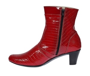 Ghete dama elegante din piele naturala cu fermoar, ghete rosii lacuite MVS65RED - Img 6