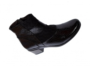 Ghetute dama din piele naturala Croco, cu fermoar, Toc de 5 cm, NEGRU - MVS63CRA - Img 6