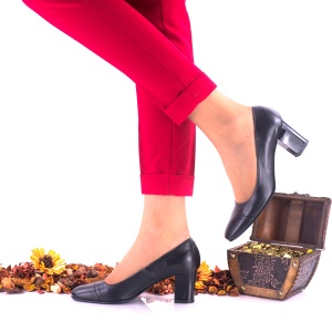 Oferta 35 Pantofi dama din piele naturala, negri toc 6cm - LNAA3NP - Img 3