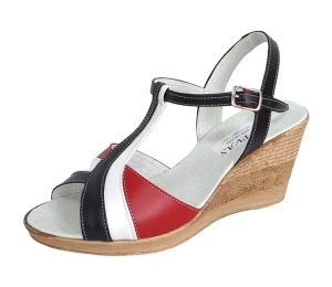 Oferta marimea 35, 37 Sandale dama din piele naturala, cu platforme de 7 cm, negru - alb - rosu, LMVS71RAN - Img 5
