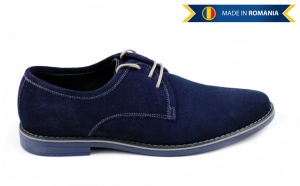 OFERTA marimea 37 , 40- Pantofi barbati, casual-eleganti, din piele naturala intoarsa,bleumarin - LPABLUVEL - Img 4