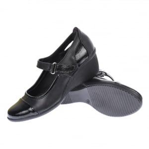 Oferta marimea 39 - Pantofi dama, casual, din piele naturala in combinatie cu piele lac, cu platforme de 5 cm - LP60NLAC - Img 7