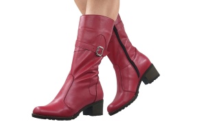 Oferta Marimea 40 Cizme dama imblanite din piele naturala cu fermoar Tanya Rosu LT215ROSUP - Img 4