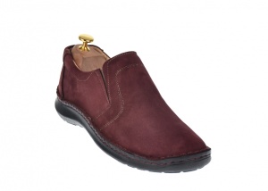 OFERTA MARIMEA 41- Pantofi barbati casual, cu elastic, din piele naturala, intoarsa, BORDO, LVIC2350VIS