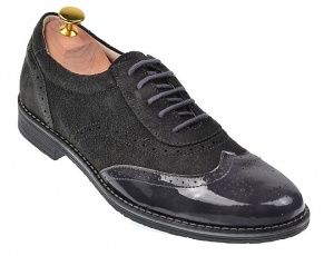 OFERTA MARIMEA 42, 43, 44 - Pantofi barbati eleganti din piele naturala, Gri inchis, L870LVG - Img 5