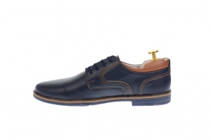 Oferta marimea 42pantofi barbati casual din piele naturala, culoare bleumarin cu maro - LPBDANYBLM - Img 2