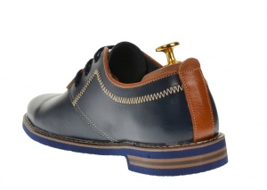 Pantofi barbati casual din piele naturala bleumarin si maro - 501MBLM - Img 2