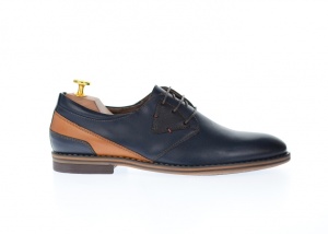 Pantofi barbati casual din piele naturala, bleumarin si maro - SIR140MBL - Img 3