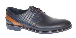 Pantofi barbati casual din piele naturala bleumarin SIR142BL - Img 3