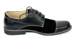 Pantofi barbati casual din piele naturala combinata, Negru, LUX75R - Img 3