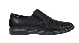 Pantofi barbati casual din piele naturala cu perforatii Negru GKR507N - Img 2