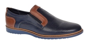 Pantofi barbati casual din piele naturala - Model bleumarin cu maro - GKR332EBL - Img 3