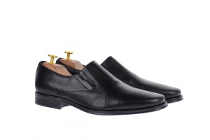 Pantofi barbati cu elastic, eleganti din piele naturala neagra - NIC02ELN - Img 2
