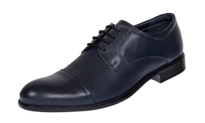 Pantofi barbati eleganti din piele naturala bleumarin inchis - 8305BLUE - Img 4