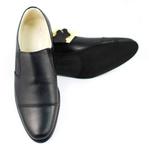Pantofi barbati eleganti din piele naturala cu elastic Negru P61NEL - Img 2