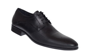 Pantofi barbati eleganti din piele naturala cu siret SIR015 Negru - Img 9