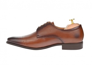 Pantofi barbati eleganti din piele naturala maro cu perforatii 361 Maro Marimea 42 - Img 4