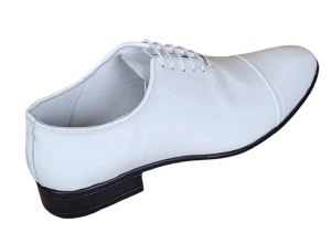 Pantofi barbati eleganti pentru ceremonii din piele naturala lac, alb MOD1ALAC - Img 4