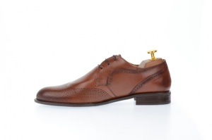 Pantofi barbati oxford, eleganti din piele naturala cu perforatii - SIR020GMARO - Img 3