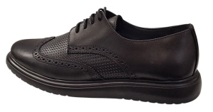Pantofi Brogue Derby Casual-Eleganti barbati din piele naturala culoare neagra DeSuceava RSY02N - Img 6