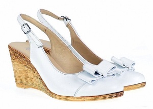 Pantofi dama albi din piele naturala - Model cu platforme de 7 cm SALBTEA - Img 2