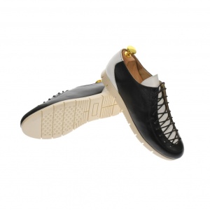 Pantofi dama casual din piele naturala, alb negru - P501NA - Img 4