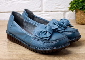 Pantofi dama casual din piele naturala Ciucaleti Aisha Albastru - Img 2