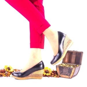 Pantofi dama casual din piele naturala cu platforme de 6cm NA170NP - Img 3