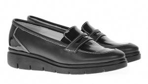 Pantofi dama casual din piele naturala, foarte comozi, negru box cu lac - P105NBLA - Img 2