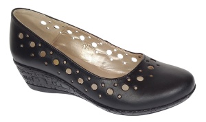 Pantofi dama, casual, din piele naturala negru box, cu platforma de 5 cm - MALTAN - Img 3
