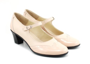 Pantofi dama comozi si eleganti, din piele naturala, cu toc de 5 cm, P104BEJ - Img 3