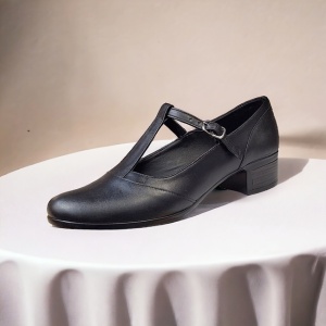 Pantofi dama de dans negri cu bareta din piele naturala STD22N - Img 5