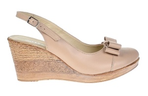 Pantofi dama decupati piele naturala bej cu platforme S100BEJ - Img 1
