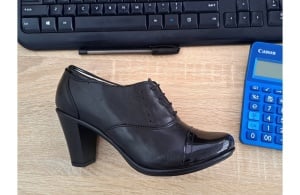 Pantofi dama, din piele naturala box cu varf lac toc de 7cm P46SLN - Img 5
