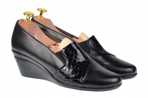 Pantofi dama din piele naturala box si croco lac cu platforme - Img 4
