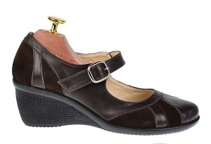 Pantofi dama din piele naturala cu bareta - Model casual P13 Maro - Img 2