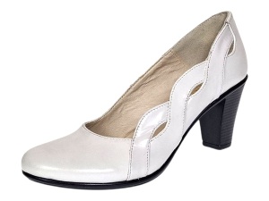 Pantofi dama din piele naturala cu toc de 7cm Katty Alb P134233ALB - Img 2