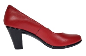 Pantofi dama din piele naturala cu toc de 7cm Katty Rosu P134233RL - Img 9