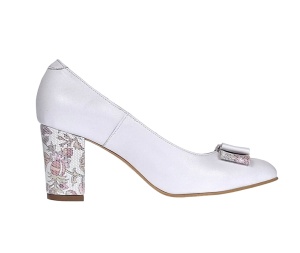 Pantofi dama eleganti din piele naturala box toc 7cm, Alb A41APF - Img 7
