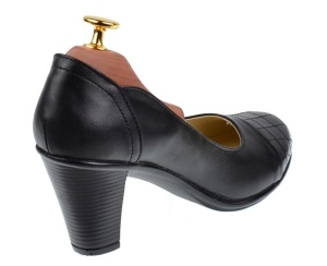 Pantofi dama eleganti din piele naturala cu varf lacuit, croco, toc 7cm P13423LACN - Img 3