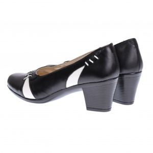 Pantofi dama eleganti piele naturala - Mara Negru, Alb P36NA - Img 2