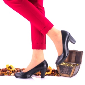 Pantofi dama negri, casual din piele naturala NABVS1 - Img 2